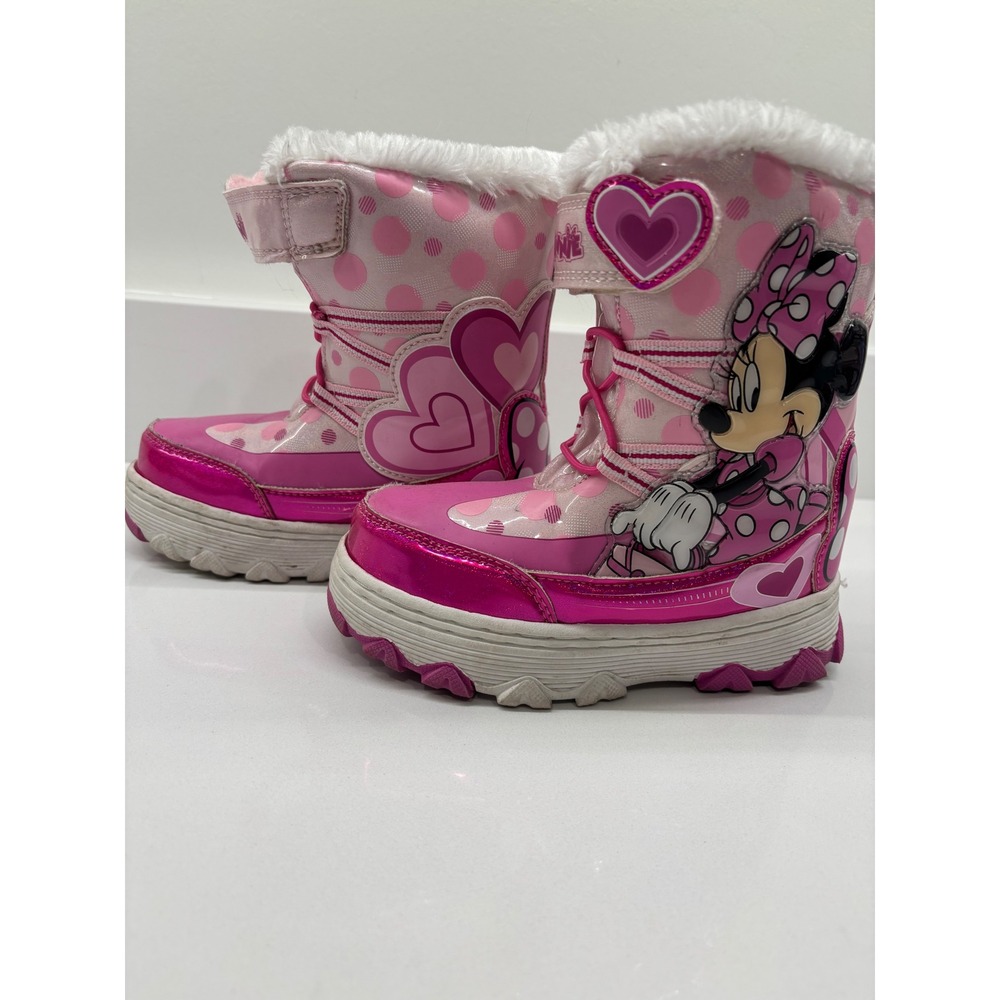 Disney Minnie Mouse Pink Snow Boots Girls Size 11